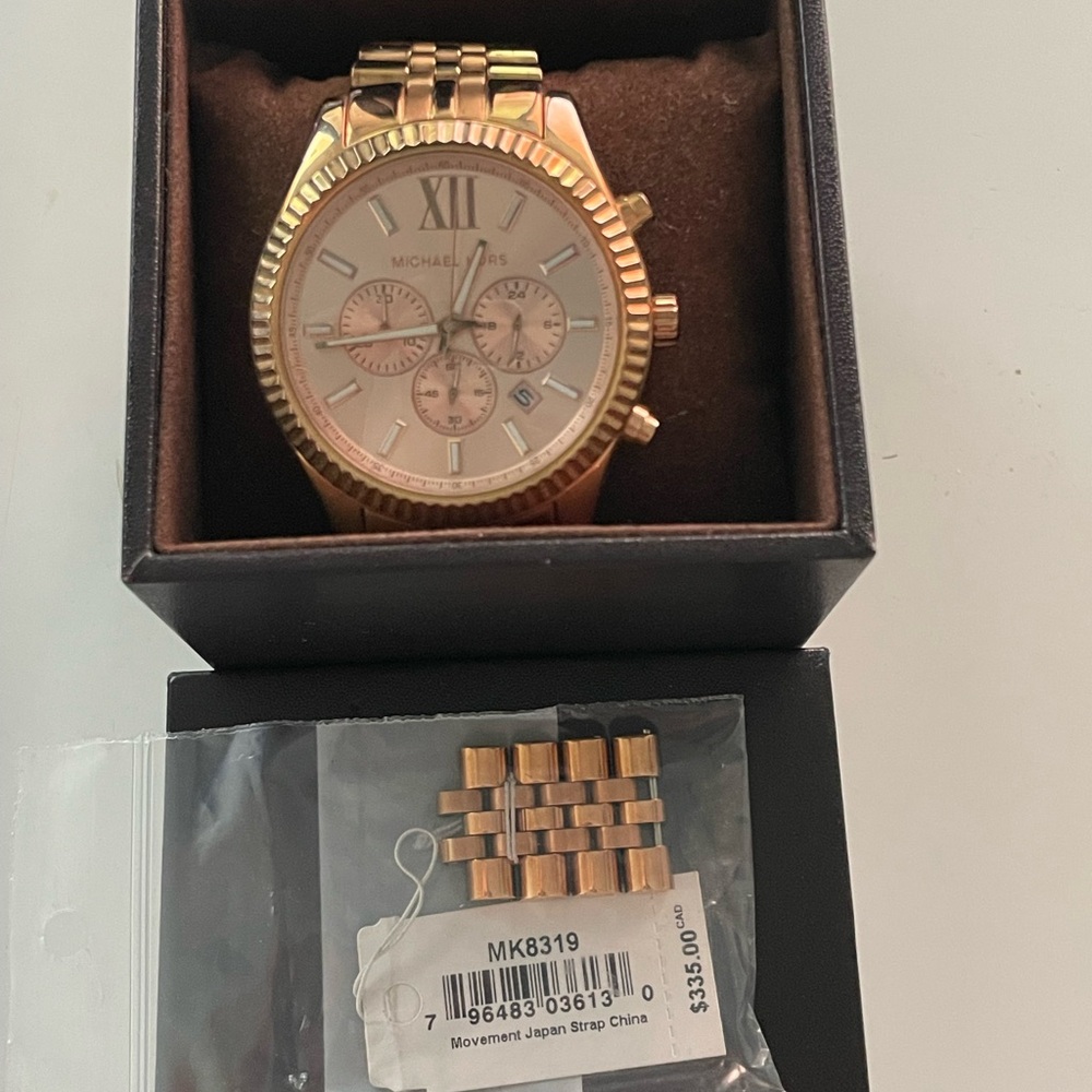 Michael Kors Lexington Chronograph Rose Dial Rose Gold-plated Watch MK8319